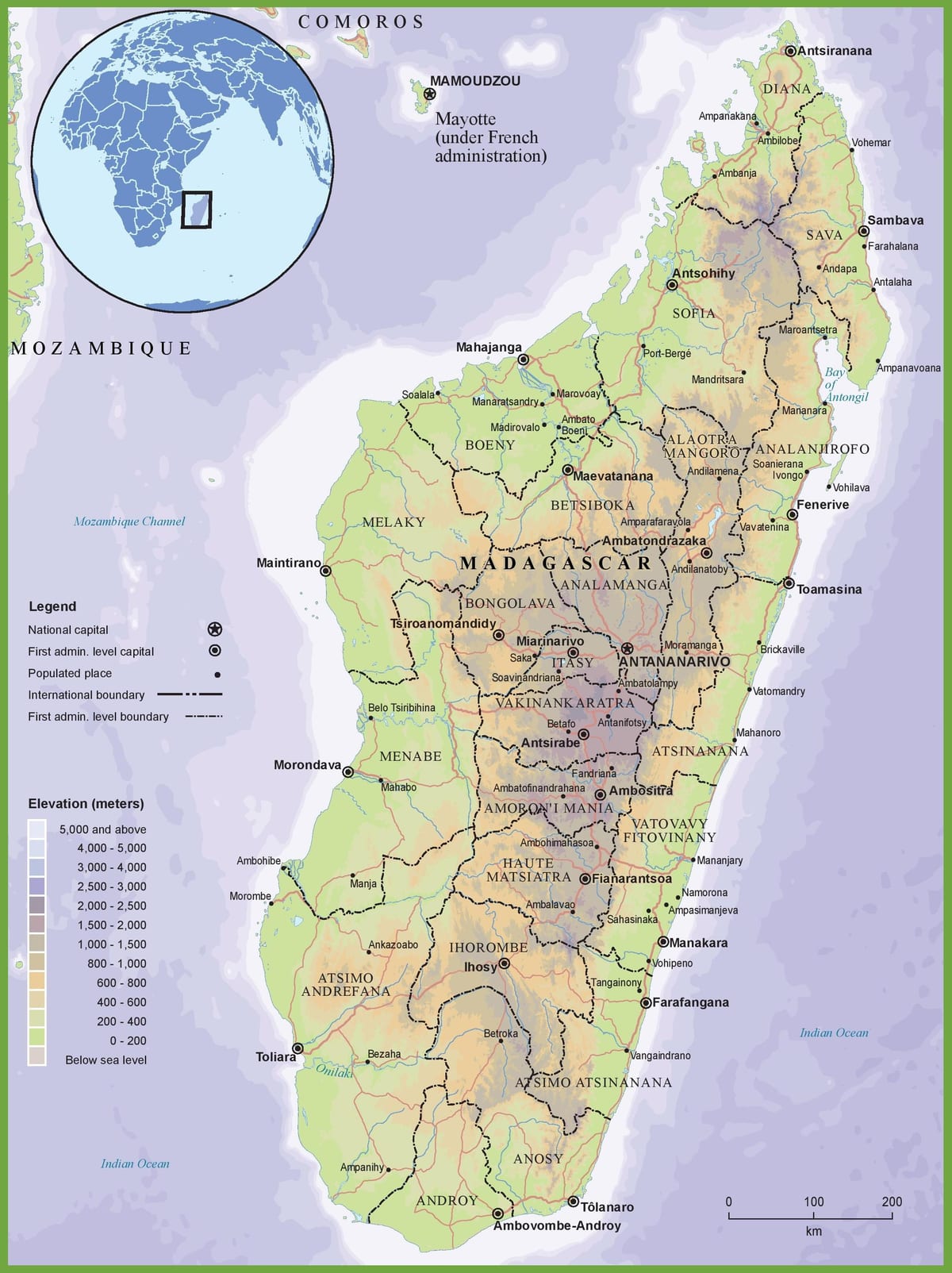 வரைபடம் உடல் வரைபடம் மடகாஸ்கர்